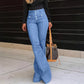 Jean Évasé Taille Haute Tendance pour Femme