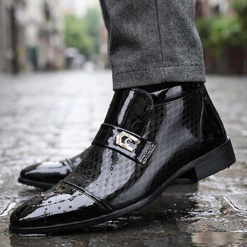 Chaussures de Ville Élégantes pour Homme en Cuir PU Brillant