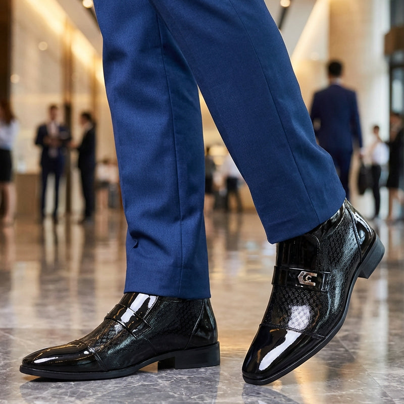 Chaussures de Ville Élégantes pour Homme en Cuir PU Brillant