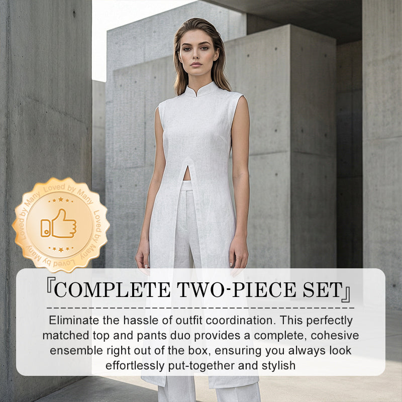 💃Ensemble 2 Pièces Haut & Pantalon Fendus Asymétriques – Sans Manches, Respirant & Look Instantanément Chic ! ✨👗