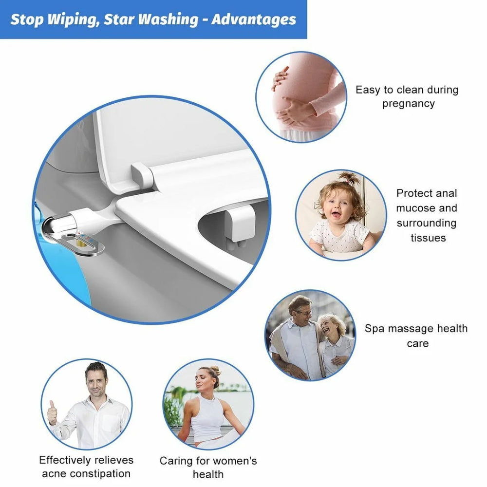 Bidet à Double Buse sans Électricité – Installation Facile, Pression Réglable & Écologique