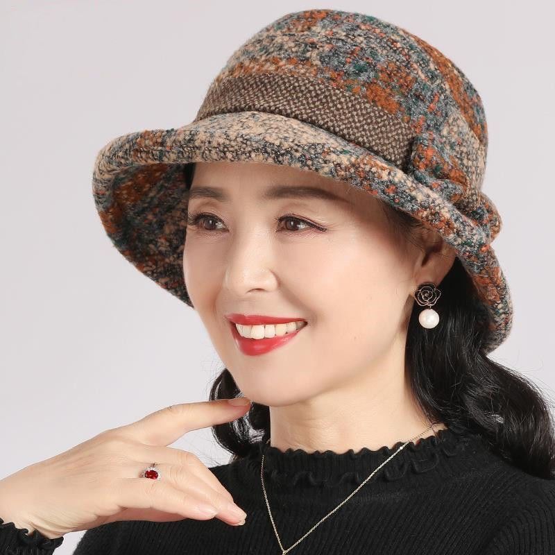 📢50 % de réduction !!⏰Chapeau cloche vintage à carreaux en fausse laine pour femme