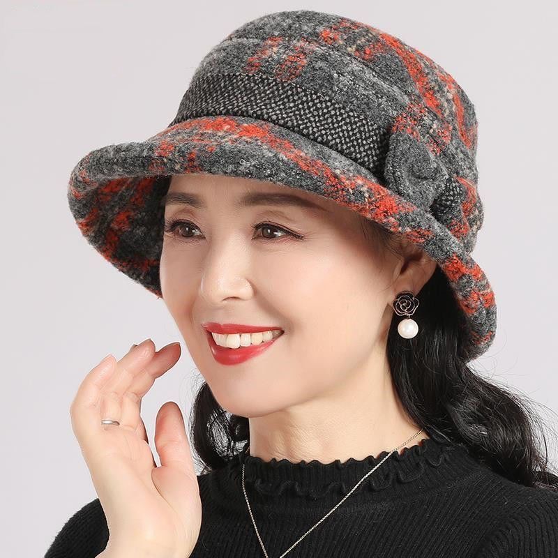 📢50 % de réduction !!⏰Chapeau cloche vintage à carreaux en fausse laine pour femme