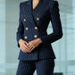 💼 50% DE RÉDUCTION ! ✨ Tailleur d’Autorité Moderne pour Femme – Costume à Rayures Princesse, Blazer Structuré & Pantalon Large Élégant 👖