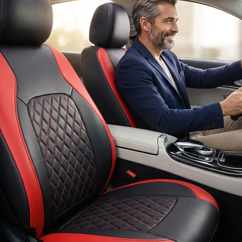 ✨50% DE RÉDUCTION🚗Housses de Siège Voiture Cuir 9 Pièces 2026 – Universelles, Sécurisées Airbag & Matelassées Luxe 💼