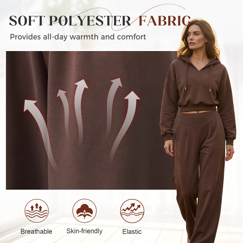 ⏰Ensemble sweat à capuche court et pantalon large pour femme💃