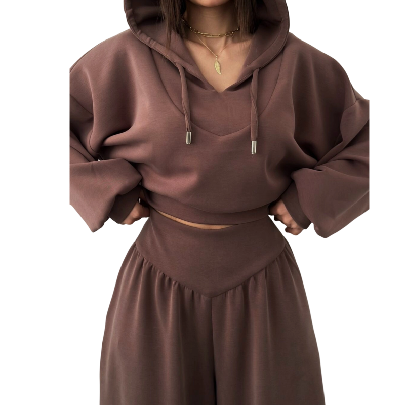 ⏰Ensemble sweat à capuche court et pantalon large pour femme💃