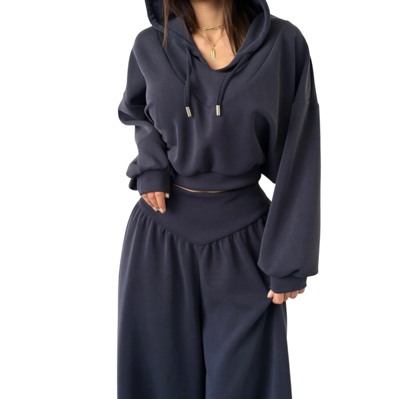 ⏰Ensemble sweat à capuche court et pantalon large pour femme💃