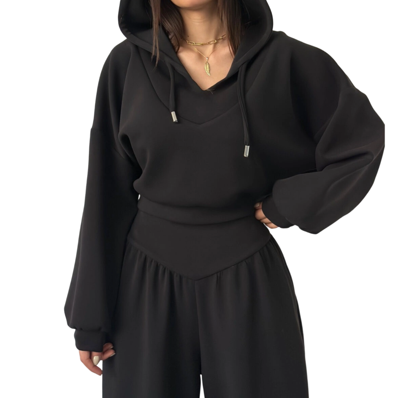 ⏰Ensemble sweat à capuche court et pantalon large pour femme💃