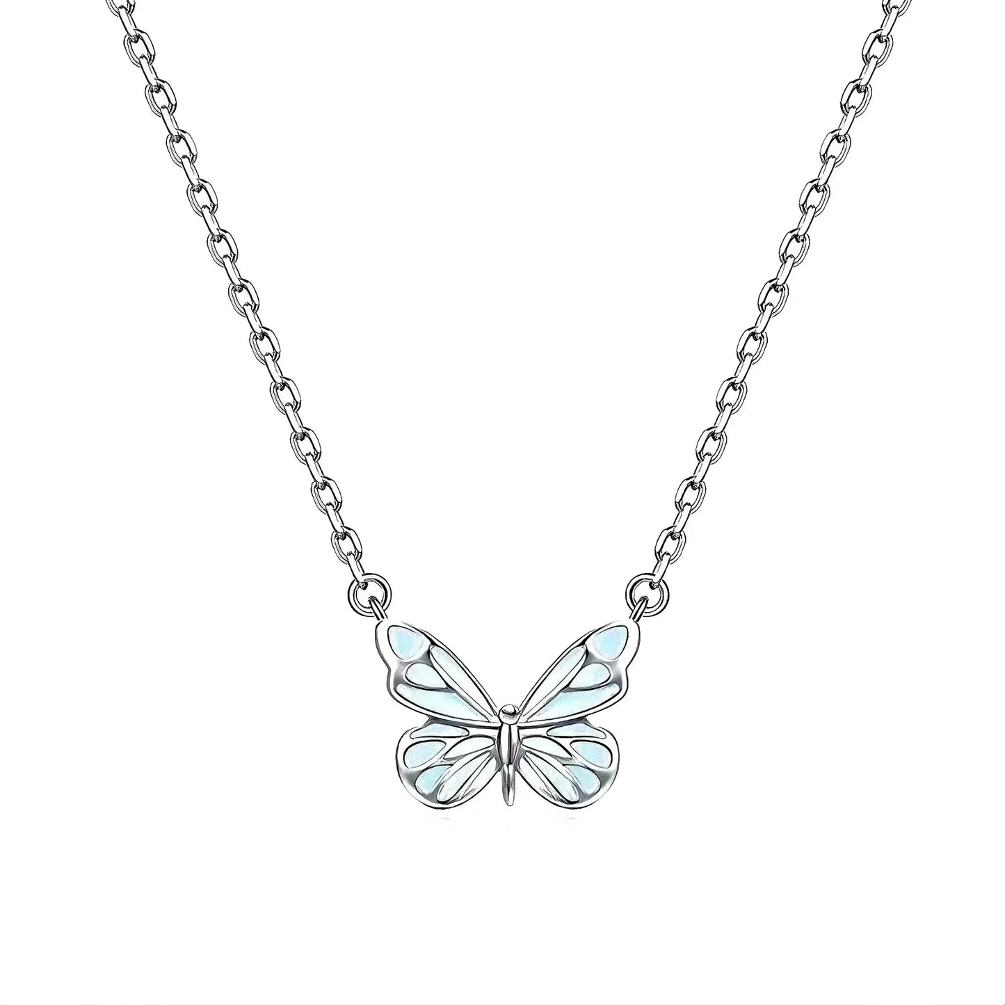 Pendentif Papillon Lumineux Rechargeable – Brille dans le Noir, Collier & Bracelet Inclus, Cadeau Romantique