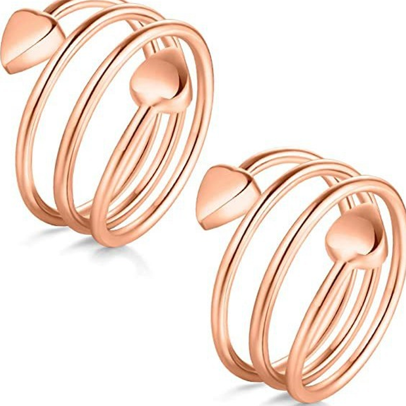 Bague en cuivre réglable à motif cœur spiralé