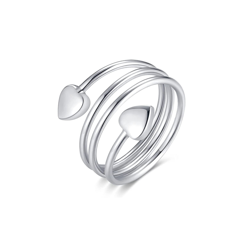 Bague en cuivre réglable à motif cœur spiralé
