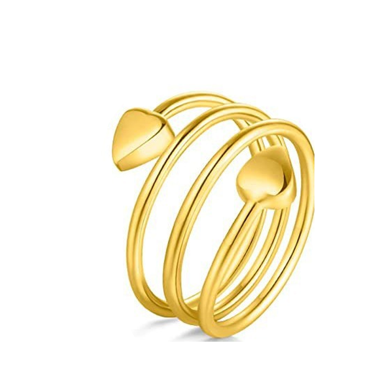 Bague en cuivre réglable à motif cœur spiralé