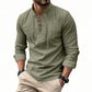🔥Chemise unie en lin et coton mélangés pour homme