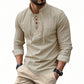 🔥Chemise unie en lin et coton mélangés pour homme