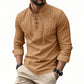 🔥Chemise unie en lin et coton mélangés pour homme