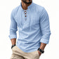 🔥Chemise unie en lin et coton mélangés pour homme