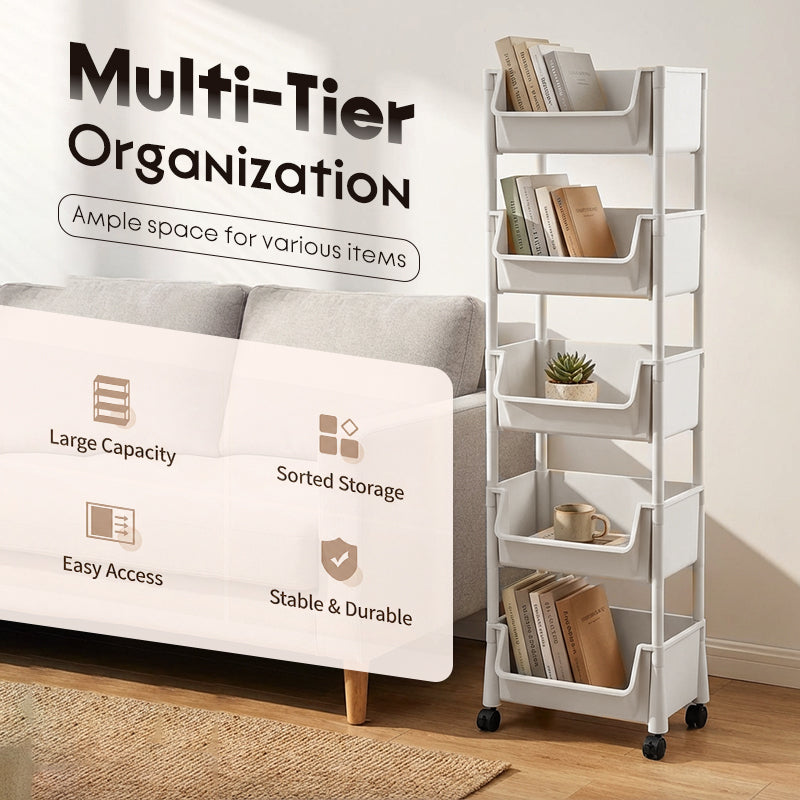 🧴🧹 Chariot de rangement à roulettes multi-niveaux – 2/3/4/5 étages au choix, fentes étroites, glissez-le entre le frigo et le mur pour un gain de place maximal 🏠📏