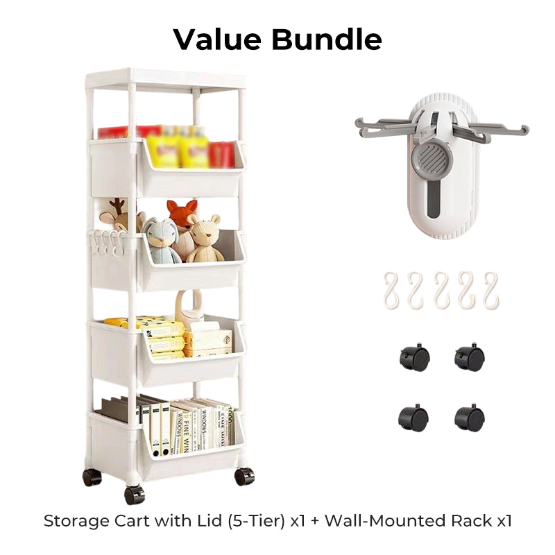 🧴🧹 Chariot de rangement à roulettes multi-niveaux – 2/3/4/5 étages au choix, fentes étroites, glissez-le entre le frigo et le mur pour un gain de place maximal 🏠📏