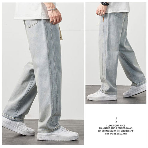 💎Jeans Droits Amples pour Hommes – Coupe Décontractée, Tissu Respirant & Style Polyvalent👖