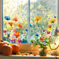 Autocollant de fenêtre en forme de bouquet floral coloré