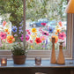Autocollant de fenêtre en forme de bouquet floral coloré
