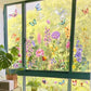 Autocollant de fenêtre en forme de bouquet floral coloré
