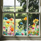 Autocollant de fenêtre en forme de bouquet floral coloré