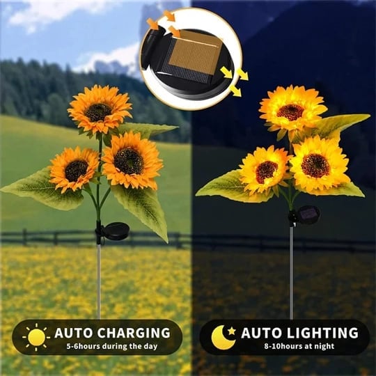 🌻 50% DE RÉDUCTION ! ☀️ Lampes Solaires Tournesol Étanches – Pétales Réalistes, IP65 & Allumage Automatique – 8–12 h d’Éclairage – Parfaites pour le Jardin ou la Terrasse 🌿✨🏡
