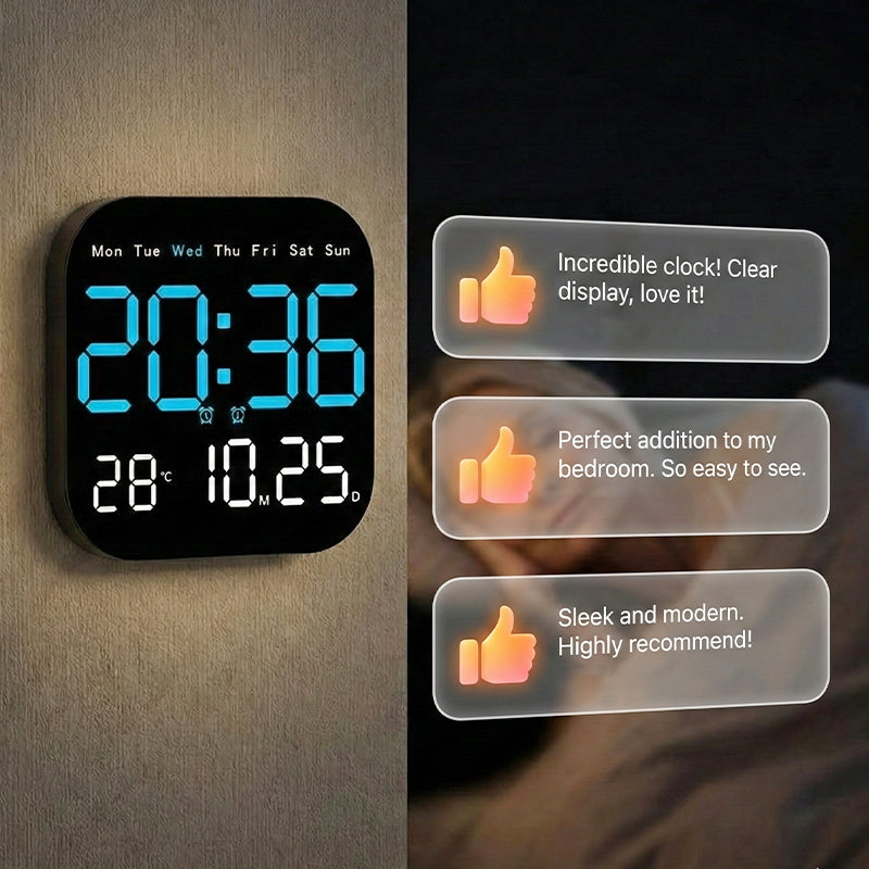 🏠Design Épuré pour Intérieur Moderne | Réveil Digital avec Calendrier | Idéal pour Bureau📅