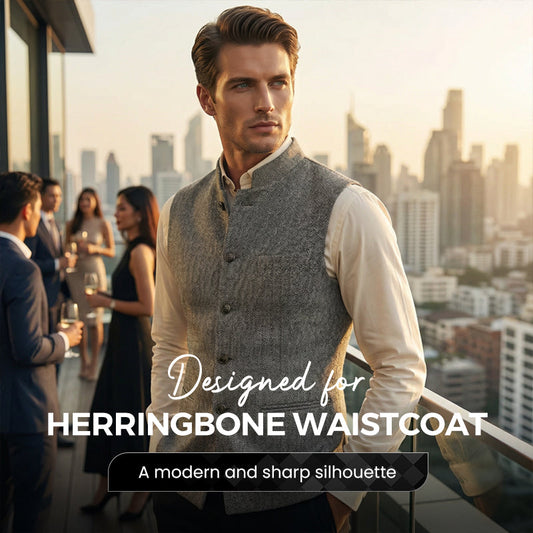 👔 60% DE RÉDUCTION! 💎 Gilet à Chevrons pour Homme avec Col Montant – Coupe Structurée, Tissu Texturé & Poches Fonctionnelles ⚫