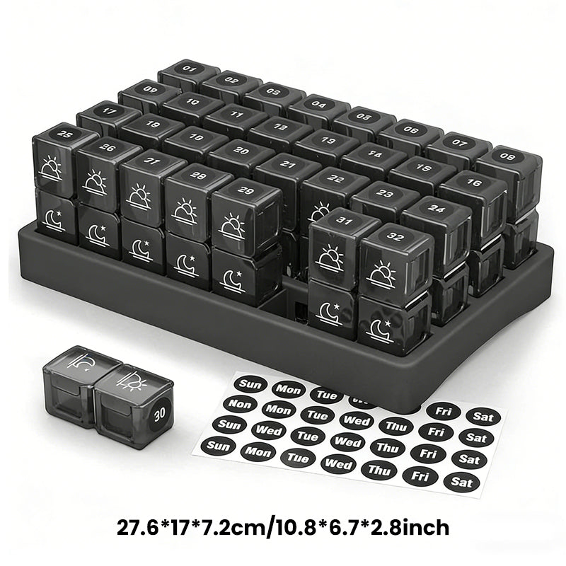 💊📅 Pilulier mensuel portable de 31 jours ✨💪 – Idéal pour les voyages et le quotidien, boîte à comprimés antidérapante avec affichage des dates, rangement compact pour médicaments, pour votre santé