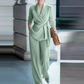 💎 50% DE RÉDUCTION ! 💎 Ensemble Blazer & Pantalon Jambes Larges Femme – Ceinture Nœud, Coupe Flatteuse & Style Polyvalent 💃✨