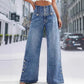 💎 NOUVEAUTÉS 2026 - MEILLEURES VENTES 💎 Jean Taille Haute à Jambes Larges – Fentes Latérales Aérées & Denim Extensible 🌸👖