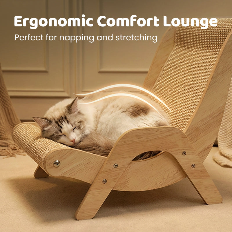 🐱Lettino Tiragraffi 2 in 1 per Gatti  | Struttura in Legno e Sisal Resistente 🛋️ | Design Ergonomico Curvo 💤 | Protegge i Tuoi Mobili ✨