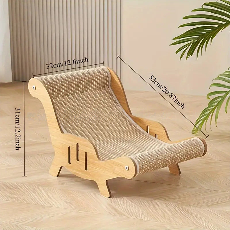 🐱Lettino Tiragraffi 2 in 1 per Gatti  | Struttura in Legno e Sisal Resistente 🛋️ | Design Ergonomico Curvo 💤 | Protegge i Tuoi Mobili ✨