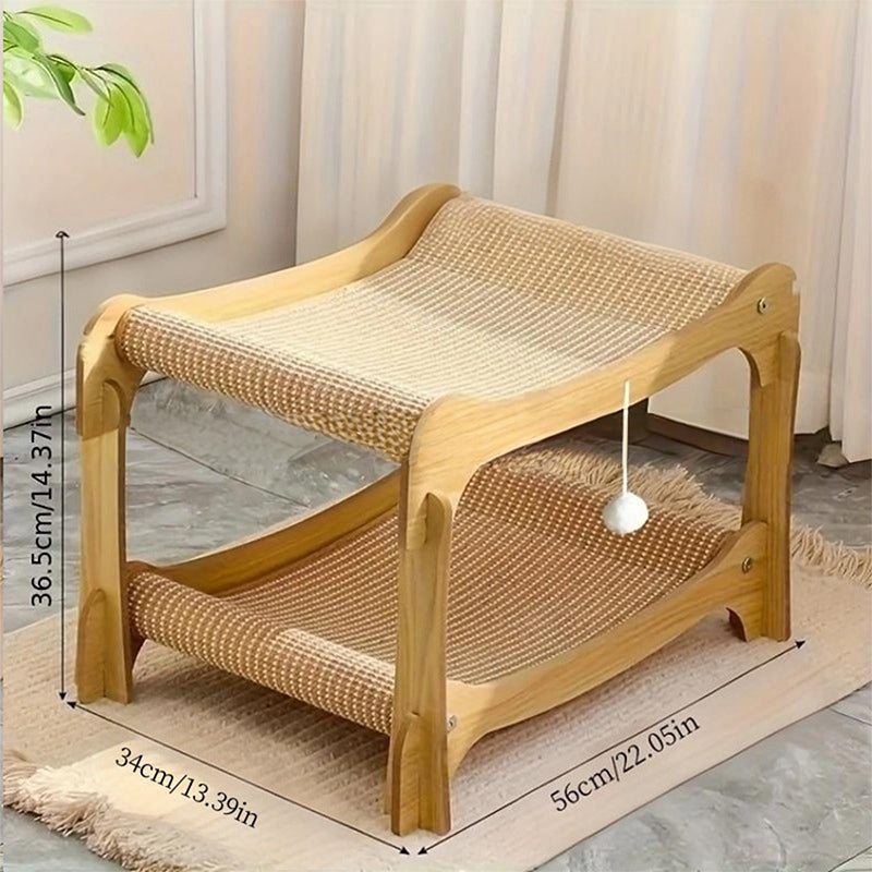 🐱Lettino Tiragraffi 2 in 1 per Gatti  | Struttura in Legno e Sisal Resistente 🛋️ | Design Ergonomico Curvo 💤 | Protegge i Tuoi Mobili ✨