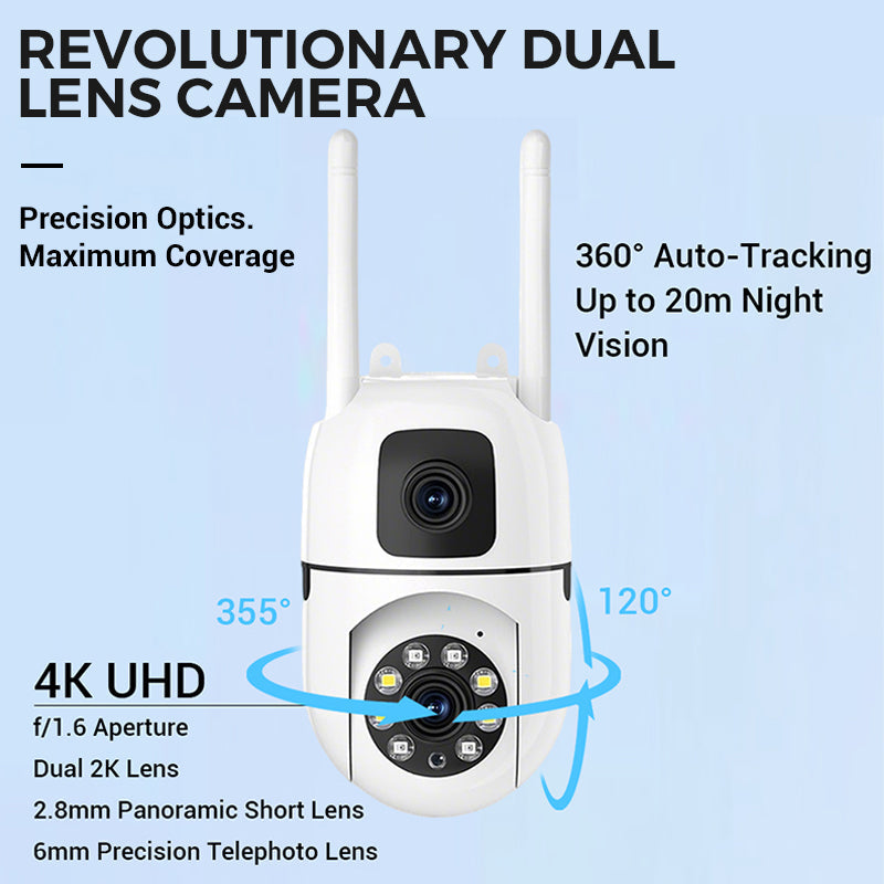 💎50% DE RÉDUCTION💎Caméra de Sécurité 4K à Double Objectif avec Rotation Panoramique et Inclinaison à 360° – Vision Nocturne Couleur & Détection IA 📹🛡️