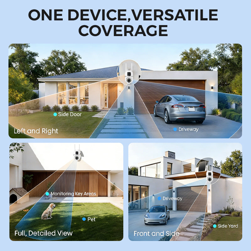💎50% DE RÉDUCTION💎Caméra de Sécurité 4K à Double Objectif avec Rotation Panoramique et Inclinaison à 360° – Vision Nocturne Couleur & Détection IA 📹🛡️