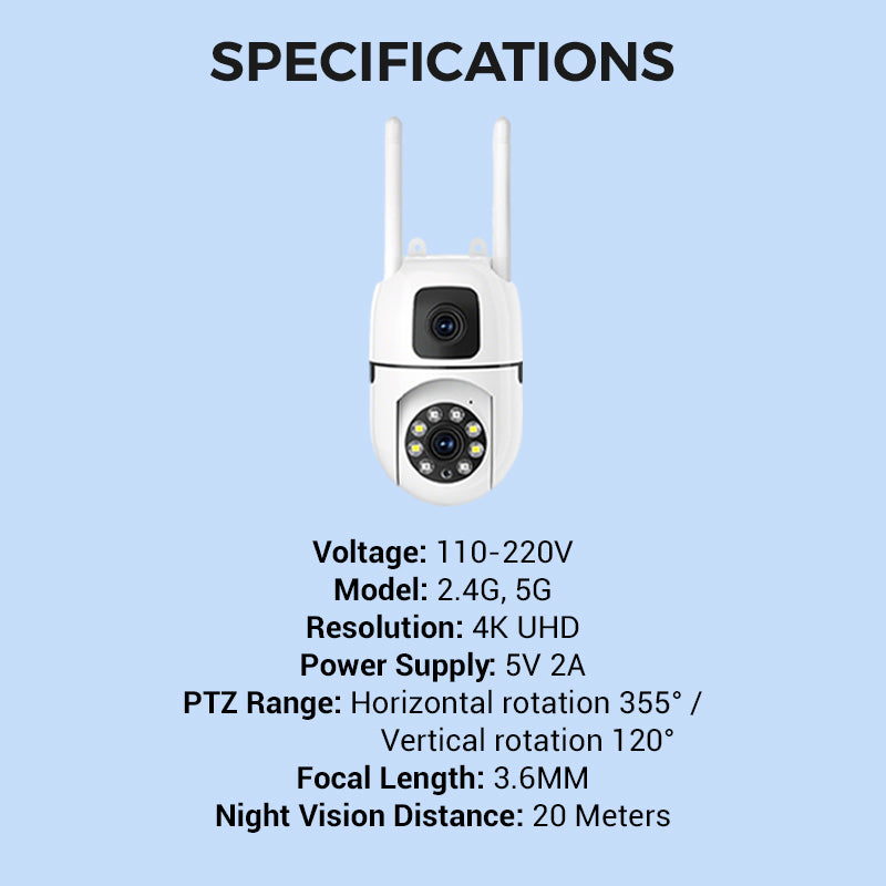 💎50% DE RÉDUCTION💎Caméra de Sécurité 4K à Double Objectif avec Rotation Panoramique et Inclinaison à 360° – Vision Nocturne Couleur & Détection IA 📹🛡️