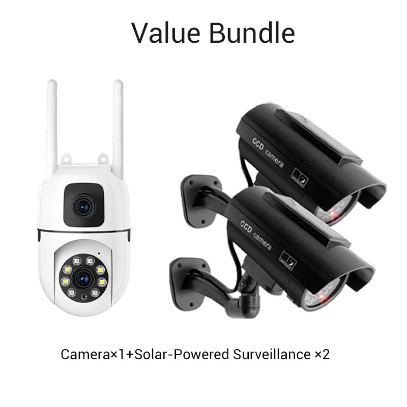 💎50% DE RÉDUCTION💎Caméra de Sécurité 4K à Double Objectif avec Rotation Panoramique et Inclinaison à 360° – Vision Nocturne Couleur & Détection IA 📹🛡️