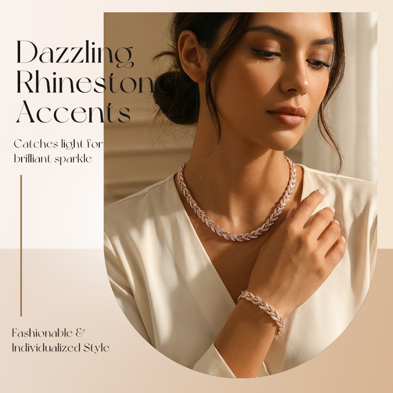 💎 50% DE RÉDUCTION ! 💎 Ensemble Collier & Bracelet à Feuilles en Strass – Design Naturel Élégant, Ajustable & Luxueux ✨🌿