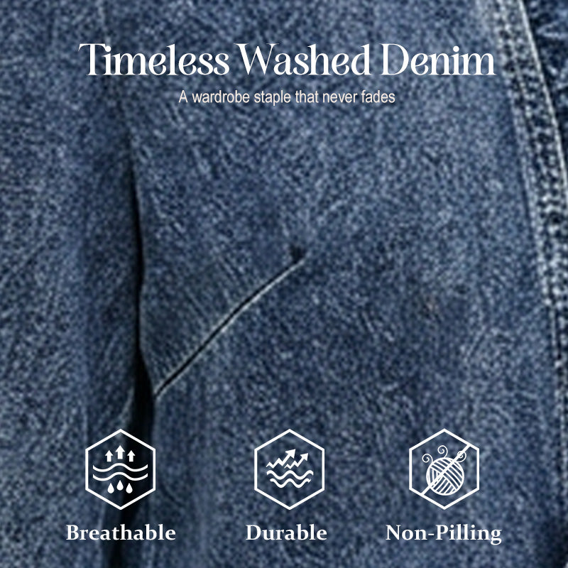 ⏰Veste en jean à boutons pour femme, avec volants et ouverture sur le devant