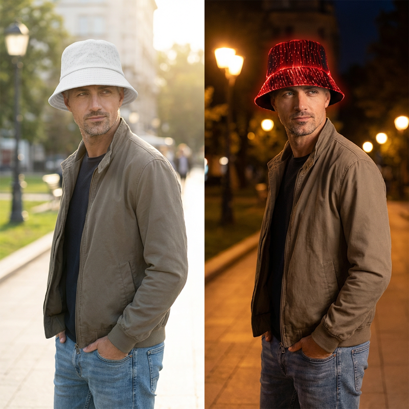 💥Nouveau 2026💥🌟Chapeau Bob Lumineux à Fibre Optique🌟