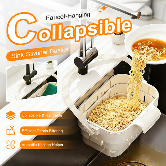 🧺 50% DE RÉDUCTION 🚰 Panier de crépine d'évier pliable suspendu – Filtration fine & vidage sans les mains – Multifonction, 2 coloris – idéal pour une cuisine maline ✨🌿