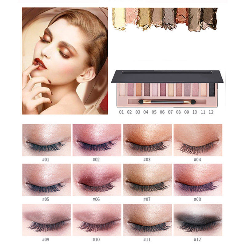 Palette d'Ombres à Paupières 12 Couleurs Vibrantes
