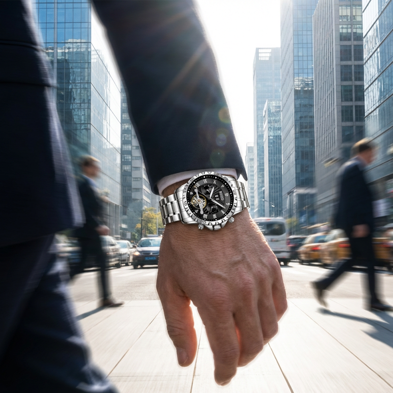 Montre squelette automatique pour homme
