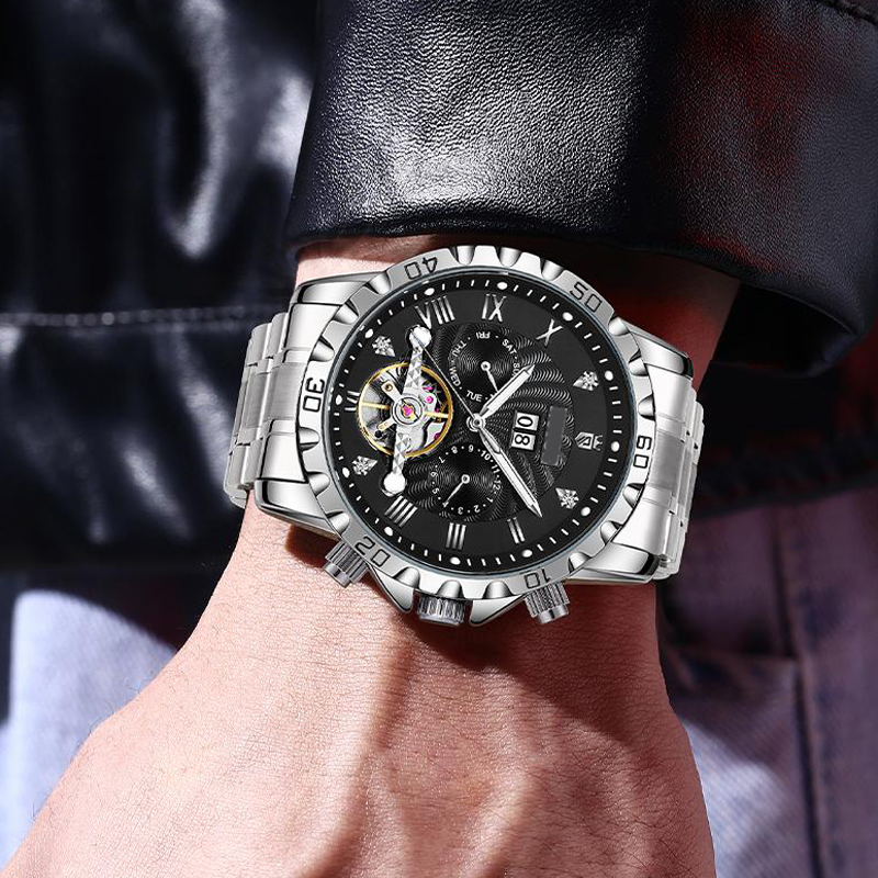 Montre squelette automatique pour homme