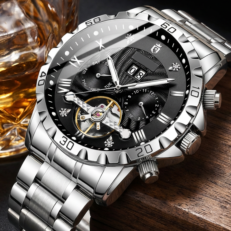 Montre squelette automatique pour homme