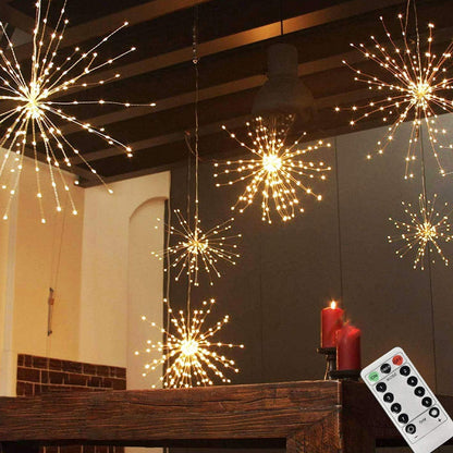 🎆50 % DE RÉDUCTION💡Guirlande lumineuse LED en fil de cuivre effet feux d'artifice – Fil de cuivre flexible, lumière chaude et éclairage décoratif pour vos fêtes✨